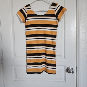 Candy Corn Mini Dress Stripped Allover Print Size Small